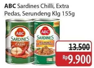 Promo Harga ABC Sardines Saus Cabai, Saus Ekstra Pedas, Bumbu Serundeng 155 gr - Alfamidi