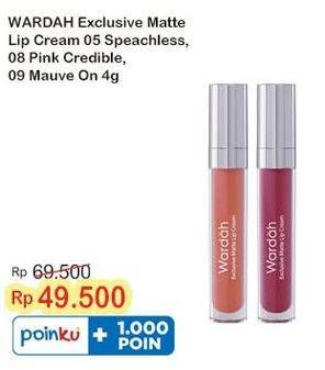 Promo Harga Wardah Exclusive Matte Lip Cream 05 Speachless, 08 Pinkcredible, 09 Mauve On 4 gr - Indomaret