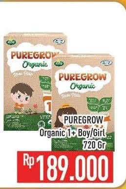 Promo Harga ARLA Puregrow Organic 1+ Boys, Girls 720 gr - Hypermart