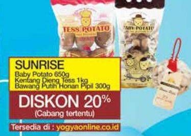 Promo Harga Sunrise Baby Potato 650g, Kentang Dieng Tess 1kg, Bawang Putih HOnan Pipil 300g  - Yogya