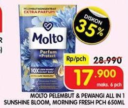 Promo Harga Molto All in 1 Pink Sunshine Bloom, Blue Morning Fresh 680 ml - Superindo