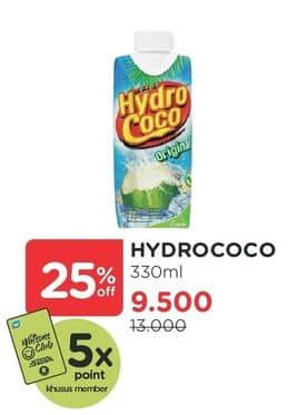 Promo Harga Hydro Coco Minuman Kelapa Original 330 ml - Watsons