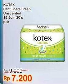 Promo Harga Kotex Fresh Liners Regular Unscented 20 pcs - Indomaret