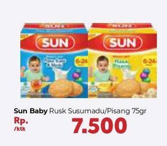 Promo Harga SUN Biskuit Bayi Rasa Susu Madu, Rasa Pisang 75 gr - Carrefour
