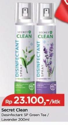 Promo Harga SECRET CLEAN  Eucalyptus Disinfectant Spray 200 ml - TIP TOP