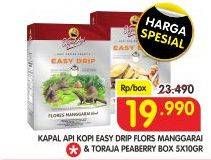 Promo Harga Kapal Api Kopi Easy Drip Flores Manggarai, Toraja Peaberry per 5 pcs 10 gr - Superindo