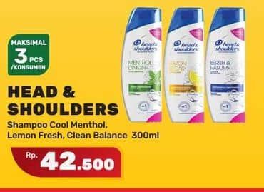 Promo Harga Head & Shoulders Shampoo Clean Balanced, Cool Menthol, Lemon Fresh 300 ml - Yogya