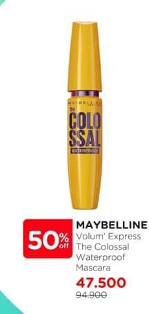 Promo Harga Maybelline Colossal Waterproof Black 9 ml - Watsons