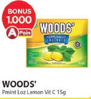 Promo Harga WOODS Peppermint Lozenges Lemon 15 gr - Alfamart