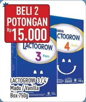 Promo Harga LACTOGROW 3 / 4 Susu Pertumbuhan Madu, Vanilla per 2 box 750 gr - Hypermart