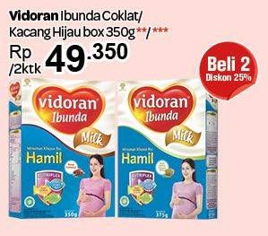 Promo Harga VIDORAN Ibunda Susu Ibu Hamil Coklat, Vanila-Kacang Hijau per 2 box 350 gr - Carrefour