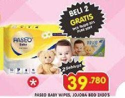 Promo Harga PASEO Baby Wipes With Jojoba Oil per 2 pcs 50 sheet - Superindo