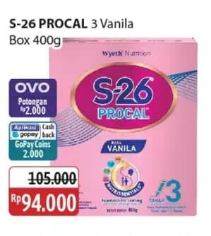 Promo Harga S26 Procal Susu Pertumbuhan Vanilla 400 gr - Alfamidi
