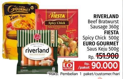 Promo Harga Riverland Sausage + FIESTA Ayam Siap Masak + EURO GOURMET Saus   - LotteMart