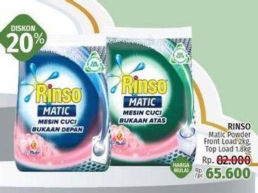 Promo Harga RINSO Detergent Matic Powder Top Load + Molto, Front Load + Molto 1800 gr - LotteMart