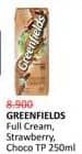 Promo Harga Greenfields UHT Strawberry, Full Cream 250 ml - Alfamidi