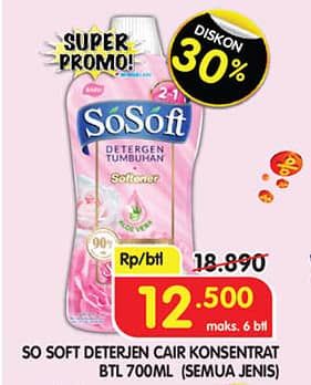 Promo Harga Sosoft Deterjen Cair All Variants 700 ml - Superindo