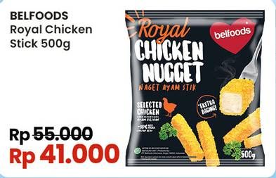 Promo Harga Belfoods Royal Nugget Chicken Nugget Stick 500 gr - Indomaret