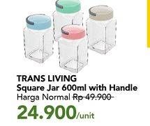 Promo Harga TRANS LIVING Square Jar With Handle 600 ml - Carrefour