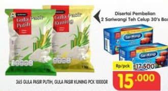 Promo Harga 365 Gula Pasir Putih, Kuning 1000 gr - Superindo