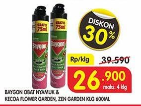 Promo Harga BAYGON Insektisida Spray Flower Garden, Zen Garden 600 ml - Superindo