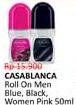 Harga Casablanca Roll On Men Blue, Black, Women Pink 50ml