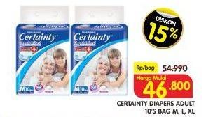 Promo Harga Certainty Adult Diapers M10, L10, XL10  - Superindo