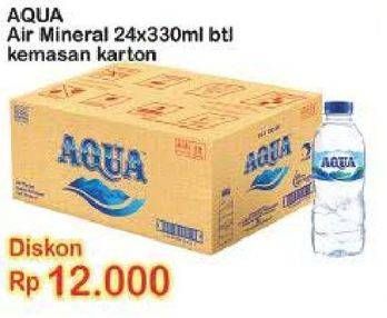 Promo Harga AQUA Air Mineral per 24 botol 330 ml - Indomaret