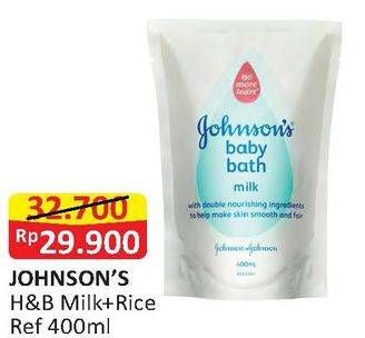 Promo Harga JOHNSONS Baby Milk Bath Milk + Rice 400 ml - Alfamart