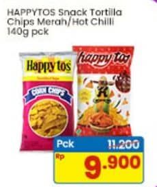 Promo Harga Happy Tos Tortilla Chips Merah, Hot Chili 140 gr - Indomaret