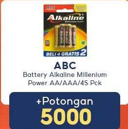 Promo Harga ABC Battery Alkaline LR6/AA, LR03/AAA 4 pcs - Indomaret