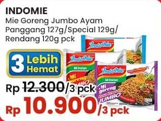 Promo Harga Indomie Mi Goreng Jumbo Ayam Panggang, Rendang, Spesial 120 gr - Indomaret