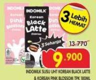 Promo Harga Indomilk Korean Series Korean Black Latte, Korean Pink Blossom 180 ml - Superindo