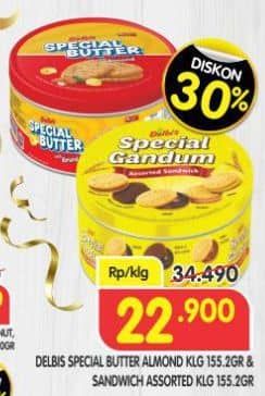 Promo Harga Delbis Special Butter Biskuit Almond/Delbis Special Gandum Assorted   - Superindo