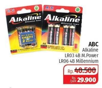 Promo Harga ABC Battery Alkaline AAA LR03 4B, AA LR06 4B  - Lotte Grosir