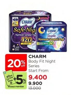 Promo Harga Charm Safe Night Wing 29cm 9 pcs - Watsons