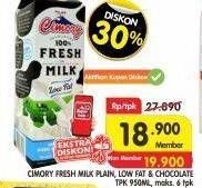 Promo Harga CIMORY Fresh Milk Full Cream, Low Fat, Chocolate 950 ml - Superindo