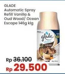 Promo Harga Glade Matic Spray Refill Elegant Vanilla Oud Wood, Ocean Escape 146 ml - Indomaret