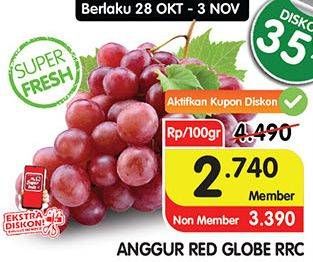 Promo Harga Anggur Red Globe RRC per 100 gr - Superindo