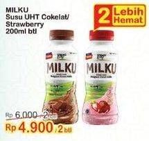Promo Harga MILKU Susu UHT Cokelat Premium, Stroberi 200 ml - Indomaret