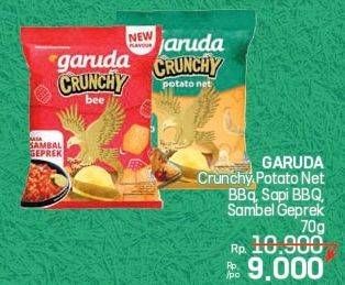 Promo Harga Garuda Snack Potato Crunchy Bee Daging Sapi BBQ, Sambal Geprek 58 gr - LotteMart