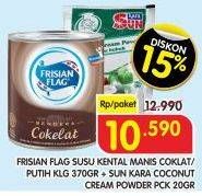 FRISIAN FLAG Susu Kental Manis Coklat/Putih 370 g + SUN KARA Coconut Cream Powder 20 g