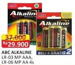 Promo Harga ABC Battery Alkaline LR03/AAA, LR6/AA 4 pcs - Alfamart