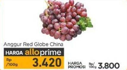 Promo Harga Anggur Red Globe RRC per 100 gr - Carrefour