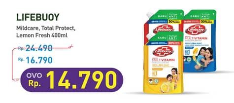 Promo Harga Lifebuoy Body Wash Mild Care, Total 10, Lemon Fresh 400 ml - Hypermart