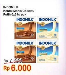 Promo Harga INDOMILK Susu Kental Manis Putih, Cokelat per 6 sachet 37 gr - Indomaret