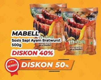 Promo Harga Mabell Bratwurst Sosis Ayam, Sosis Sapi 500 gr - Yogya