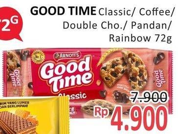 Promo Harga GOOD TIME Cookies Chocochips Classic, Coffee, Double Choc, Rainbow Chocochip 72 gr - Alfamidi