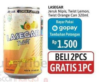 Promo Harga Lasegar Twist Larutan Penyegar Jeruk Nipis, Lemon, Orange Lemon 320 ml - Alfamidi