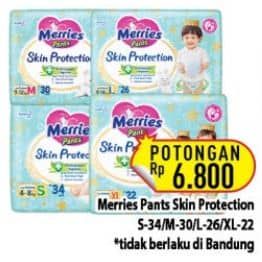 Promo Harga Merries Pants Skin Protection S34, M30, L26, XL22 22 pcs - Hypermart